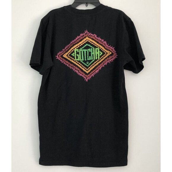 Gotcha Skate Surf Mens‎ Size Small Black Sunburst Short Sleeve Cotton - Picture 2 of 7